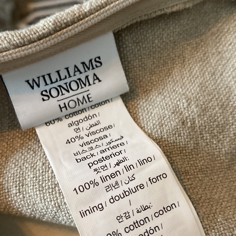 New Williams Sonoma pillow cover in a chartreuse yellow/green velvet/oat back. - Picture 3 of 4